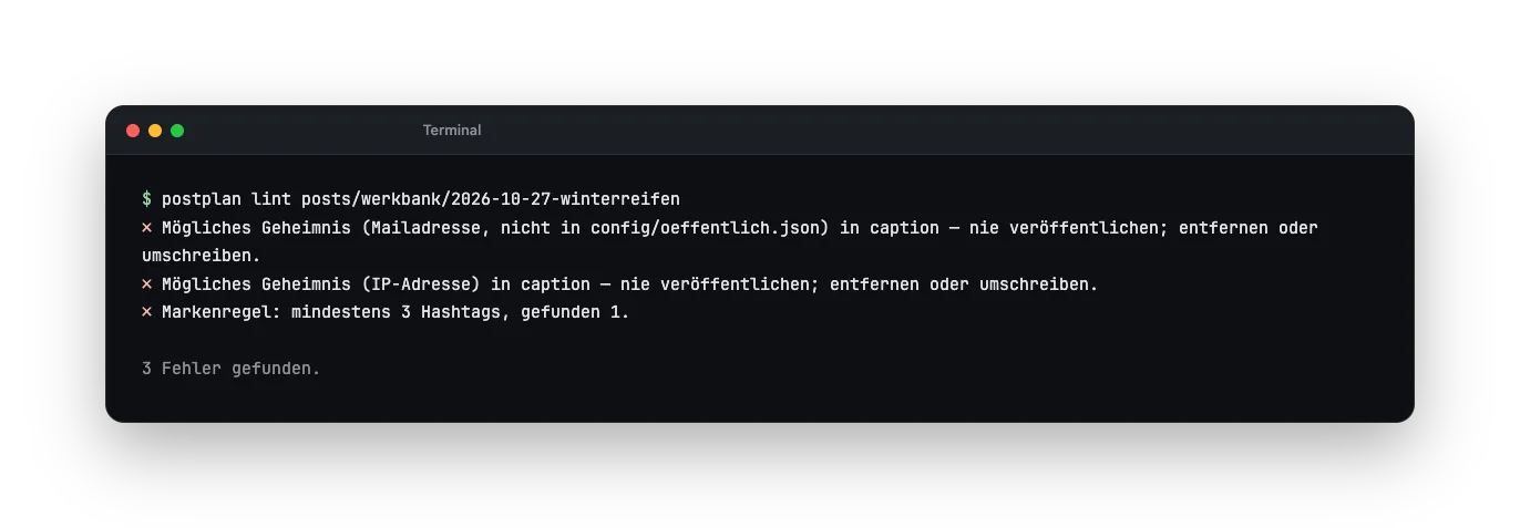 Automatische Prüfung findet eine private Mailadresse und eine IP-Adresse